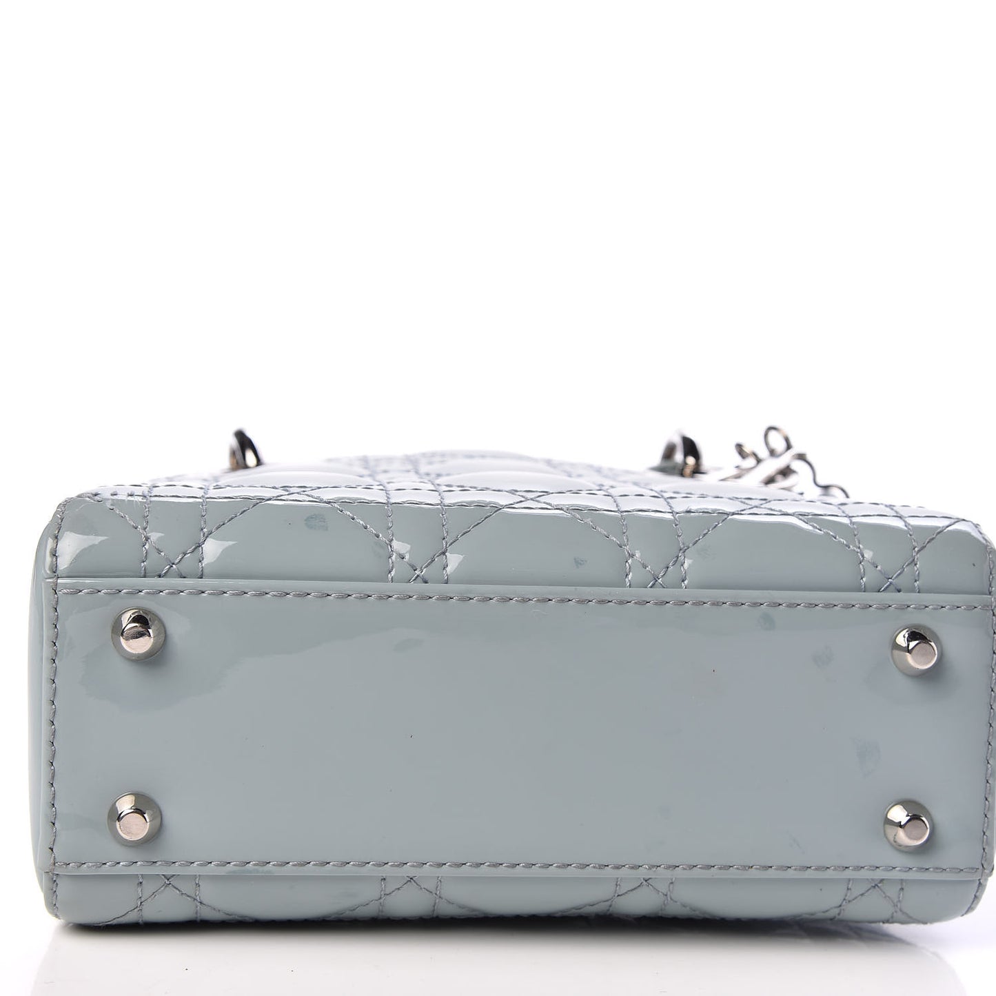 Patent Cannage Mini Lady Dior Light Blue