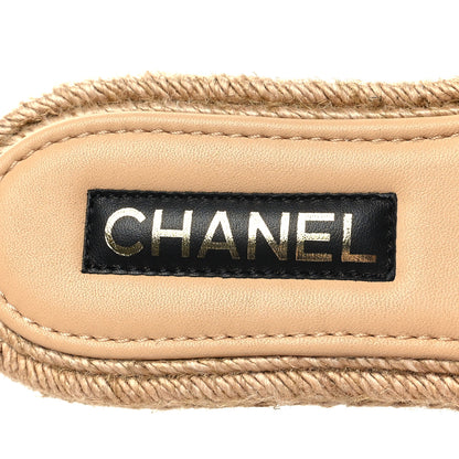 Chanel Lambskin Espadrille Mule Sandals 37 Beige 8 of 8