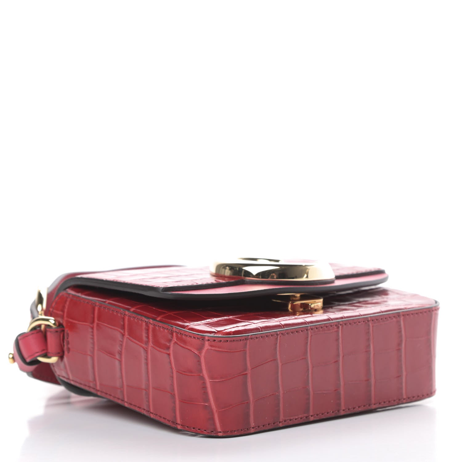 Chloe Calfskin Crocodile Embossed Mini C Double Carry Dusky Red 4 of 10