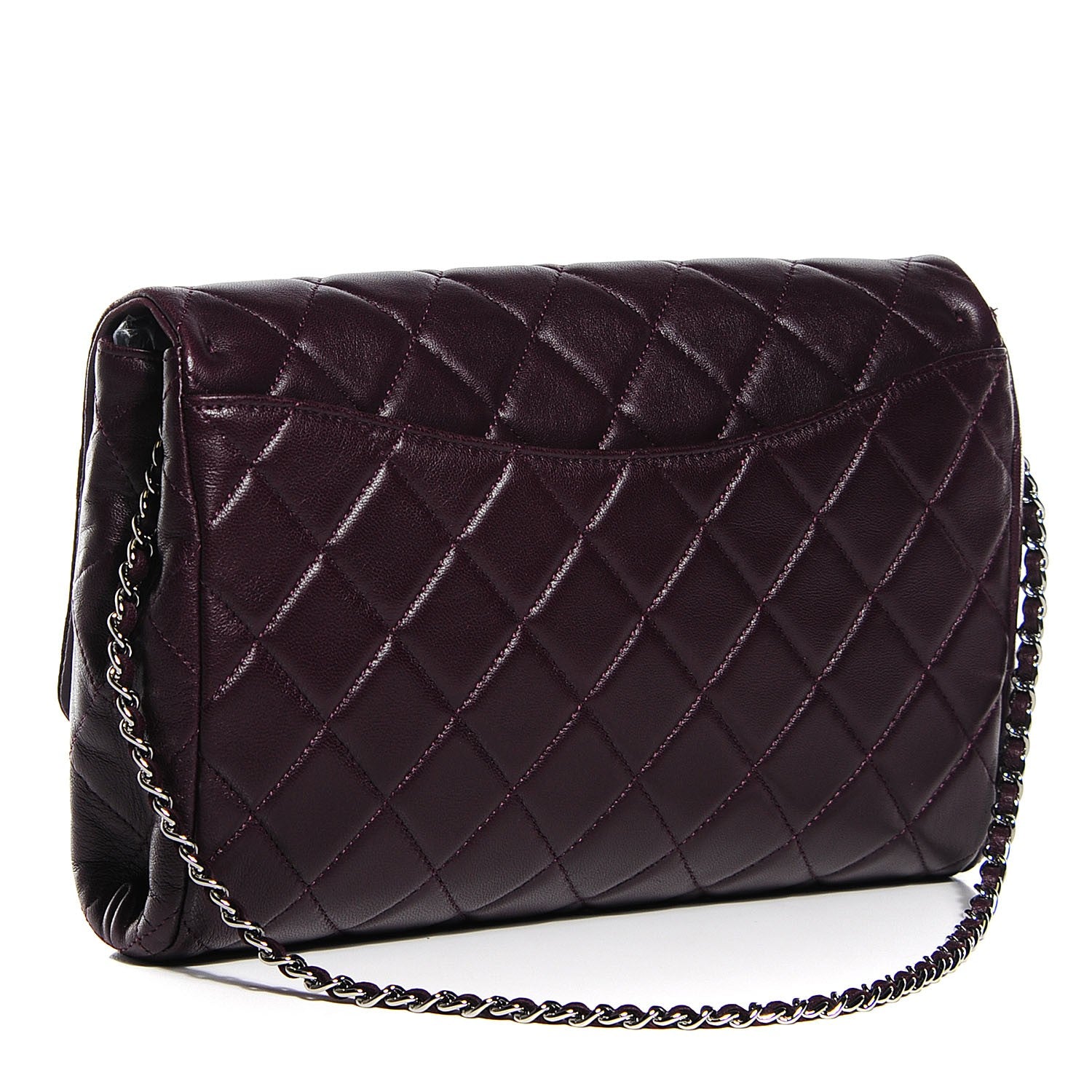 Chanel Lambskin Quilted Clutch With Chain Flap Purple 3 of 7