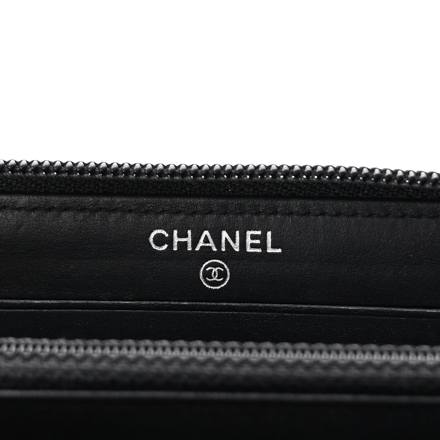 Calfskin Quilted Small Boy Zip Around Wallet Black