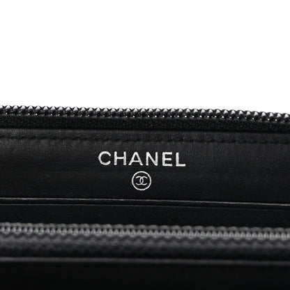 Chanel Calfskin Quilted Small Boy Zip Around Wallet Black 6 of 8