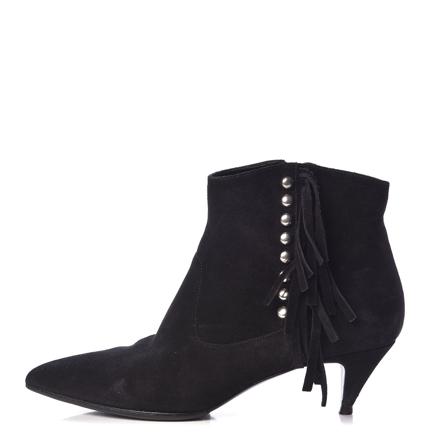 Suede Fringe Cat Ankle Boots 36.5 Black