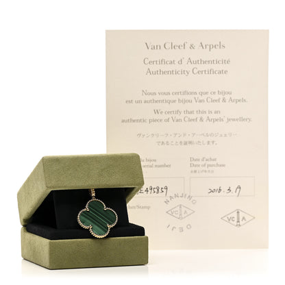Van Cleef & Arpels 18K Yellow Gold Malachite Magic Alhambra Pendant Necklace 6 of 6