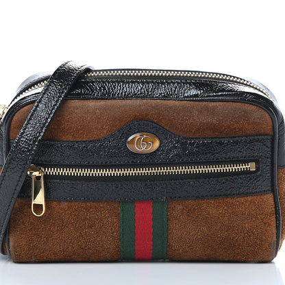Gucci Suede Patent Web Mini Ophidia Shoulder Bag Nocciola Black 8 of 15