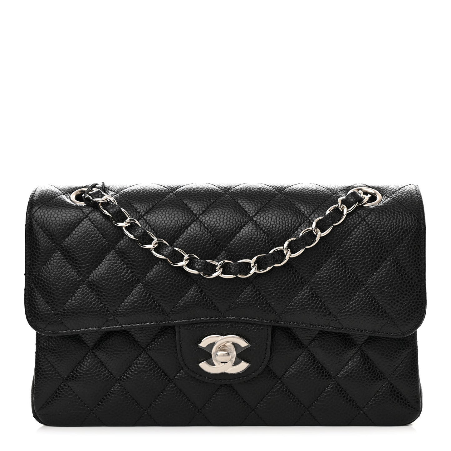 Caviar Quilted Small Double Flap Black