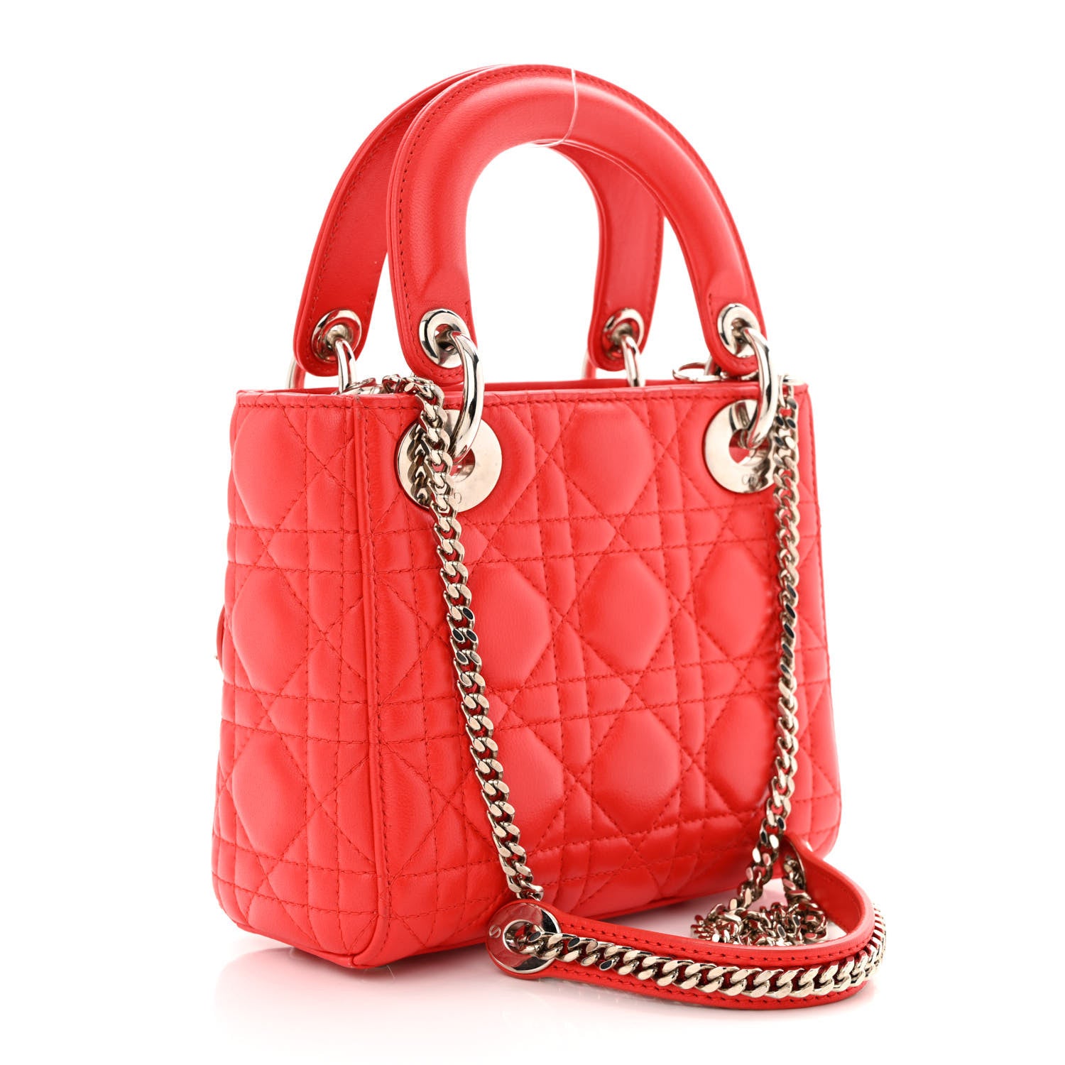 Christian Dior Lambskin Cannage Mini Lady Dior Red 3 of 12