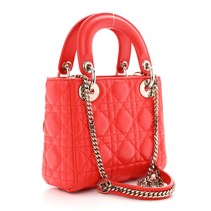 Christian Dior Lambskin Cannage Mini Lady Dior Red 3 of 12