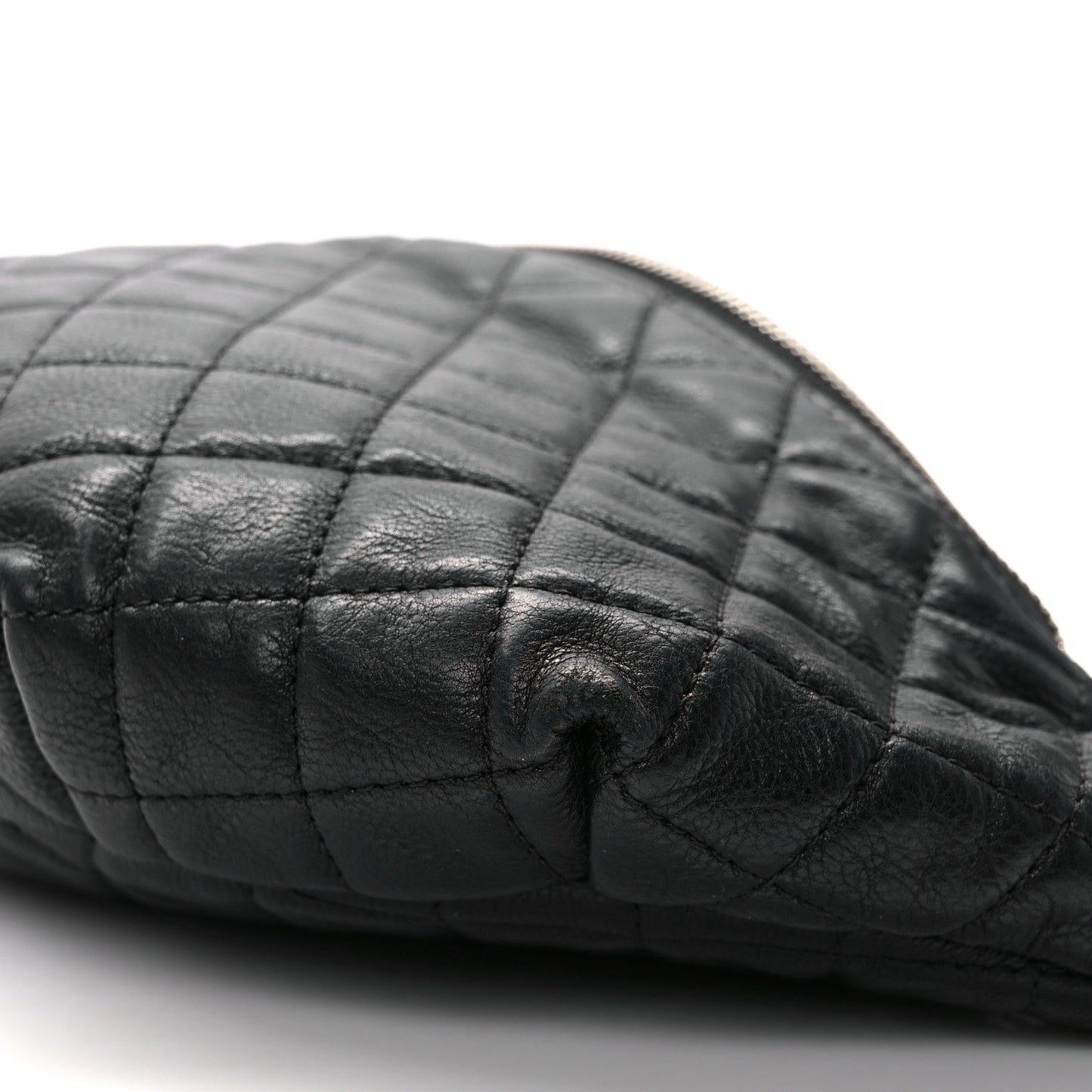 Calfskin Quilted Banane Waist Bag Fanny Pack Black