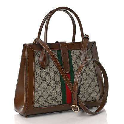 Gucci GG Supreme Monogram Azalea Calfskin Web Medium Jackie 1961 Tote Beige Ebony Brown Sugar 2 of 7