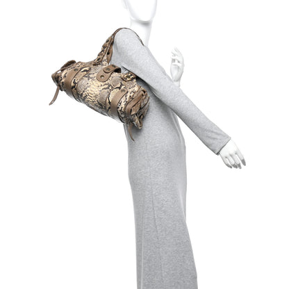 Chloe Snakeskin Calfskin Silverado Shoulder Bag Beige 2 of 14