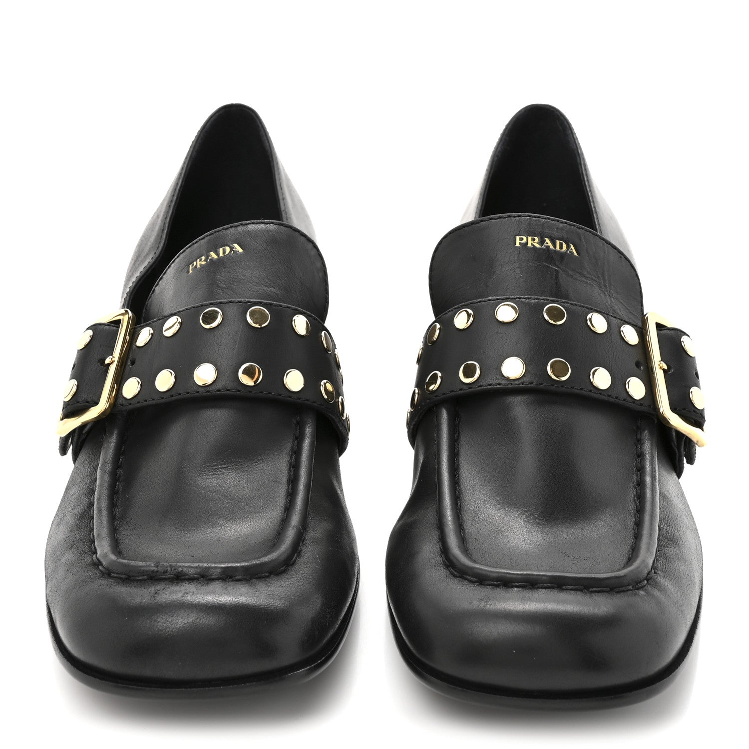 Prada Calfskin Modellerie Stud Loafers 39.5 Black 3 of 11