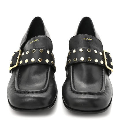 Prada Calfskin Modellerie Stud Loafers 39.5 Black 3 of 11