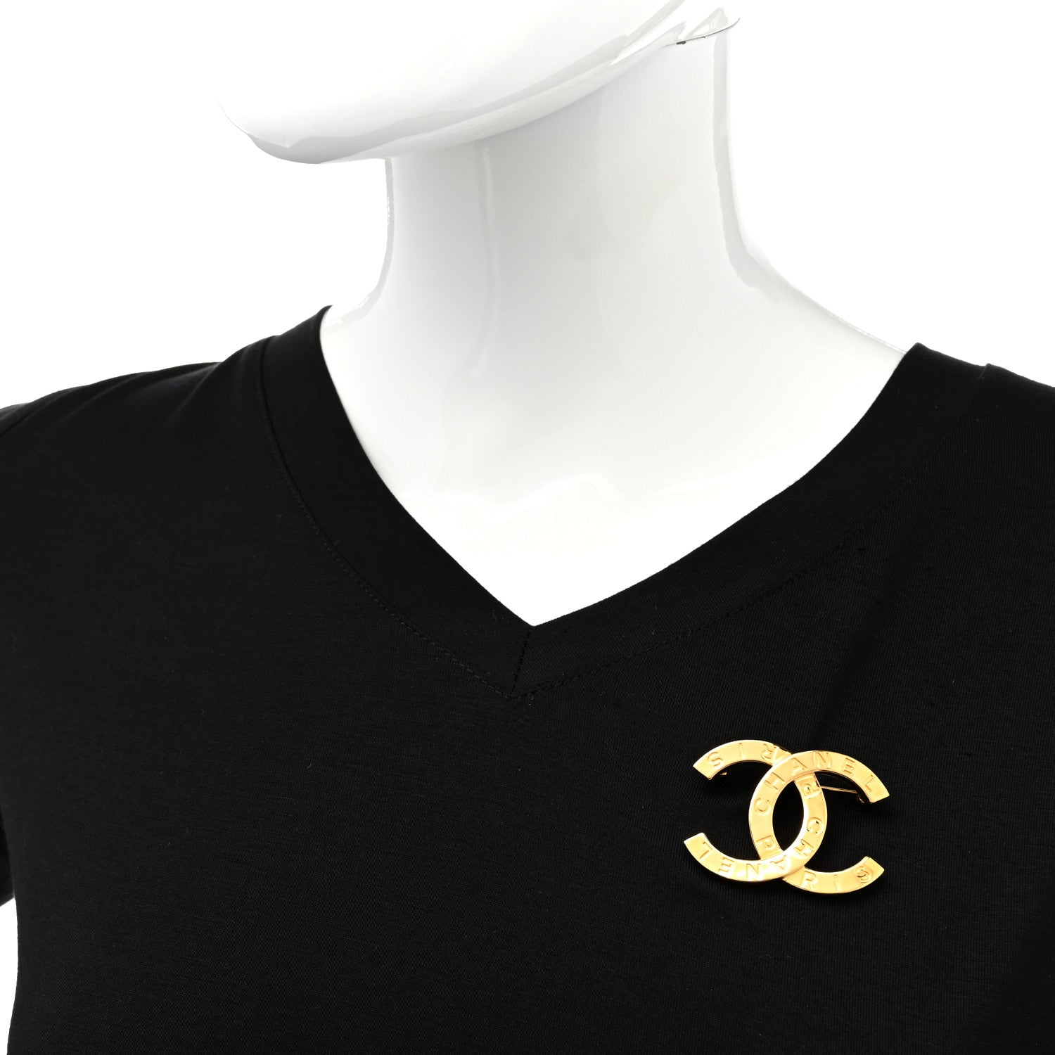 Chanel Metal Paris Button CC Large Brooch Gold 2 of 5