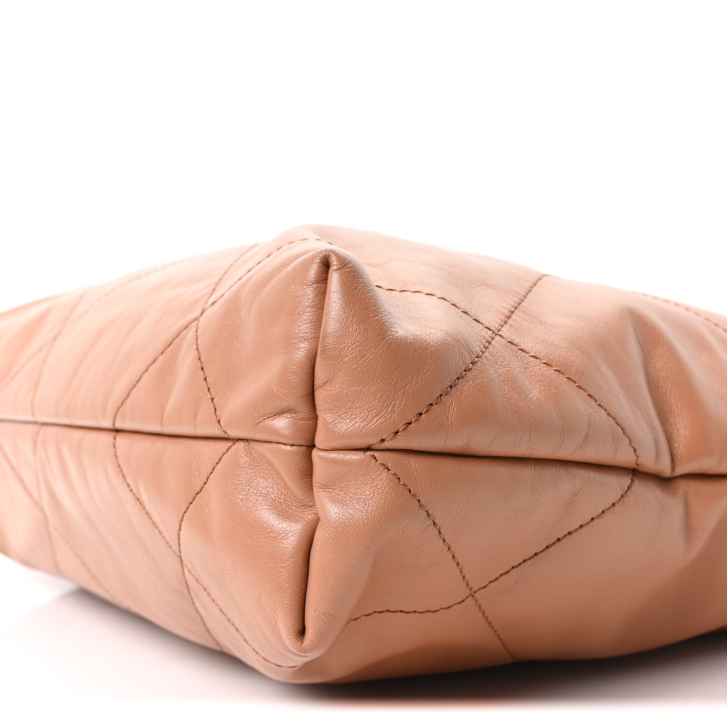 Shiny Calfskin Quilted Small Chanel 22 Beige
