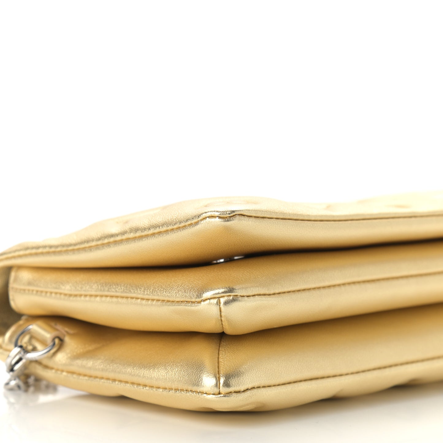 Metallic Lambskin Embossed Monogram Pochette Coussin Gold