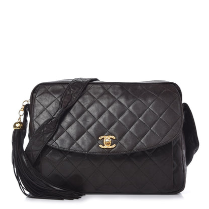 Chanel Lambskin Quilted Tassel Flap Camera Case Brown 1 of 13