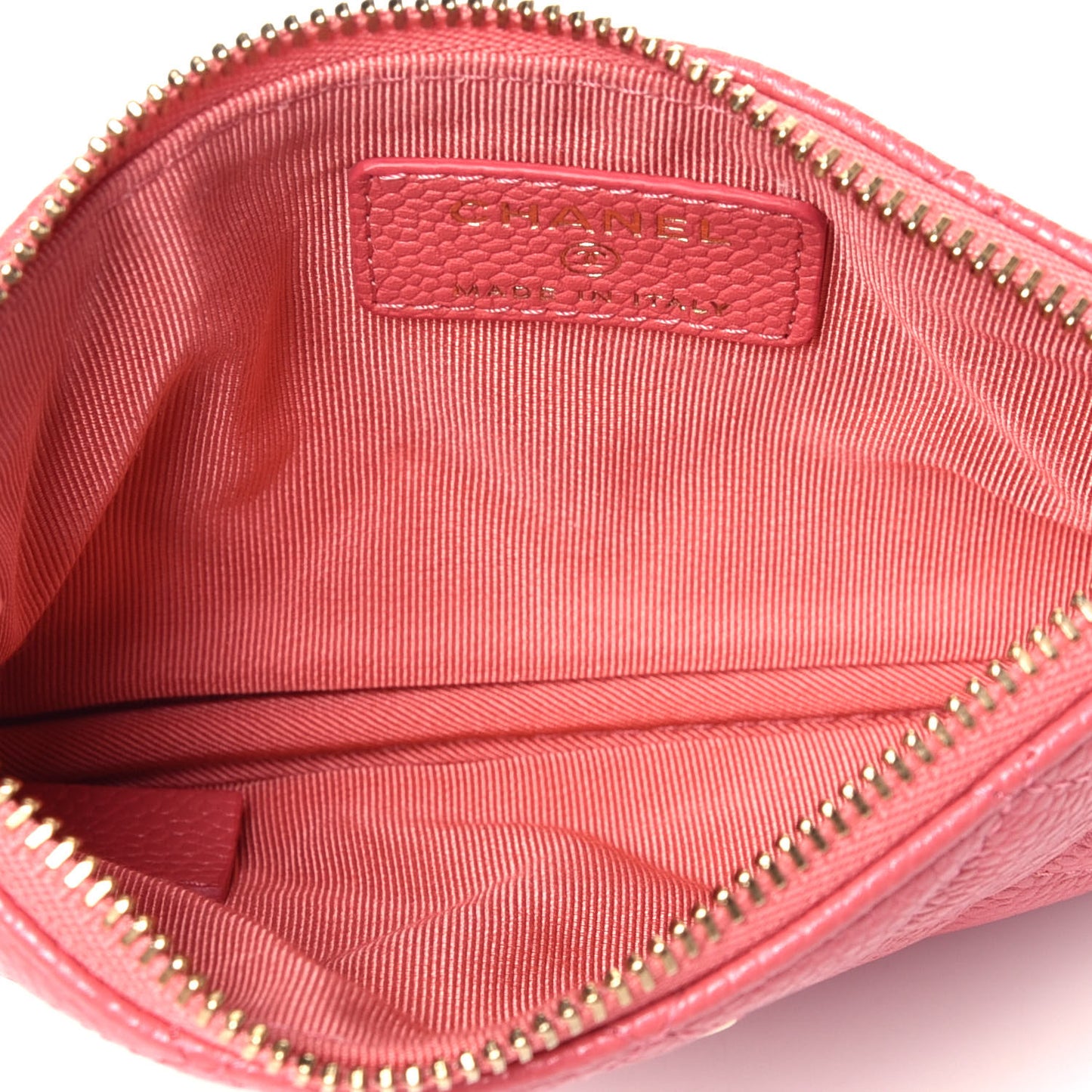Iridescent Caviar Quilted Small Cosmetic Case Pink