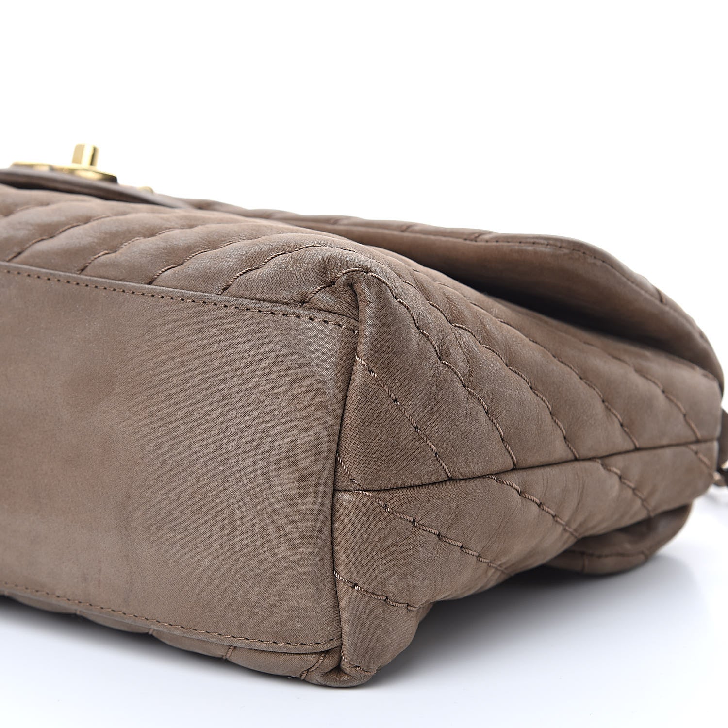 Chanel Calfskin Surpique Chevron Jumbo Flap Brown 10 of 16