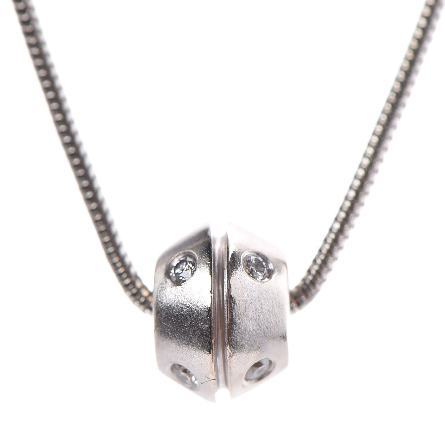 18K White Gold Diamond Streamerica Barrel Necklace