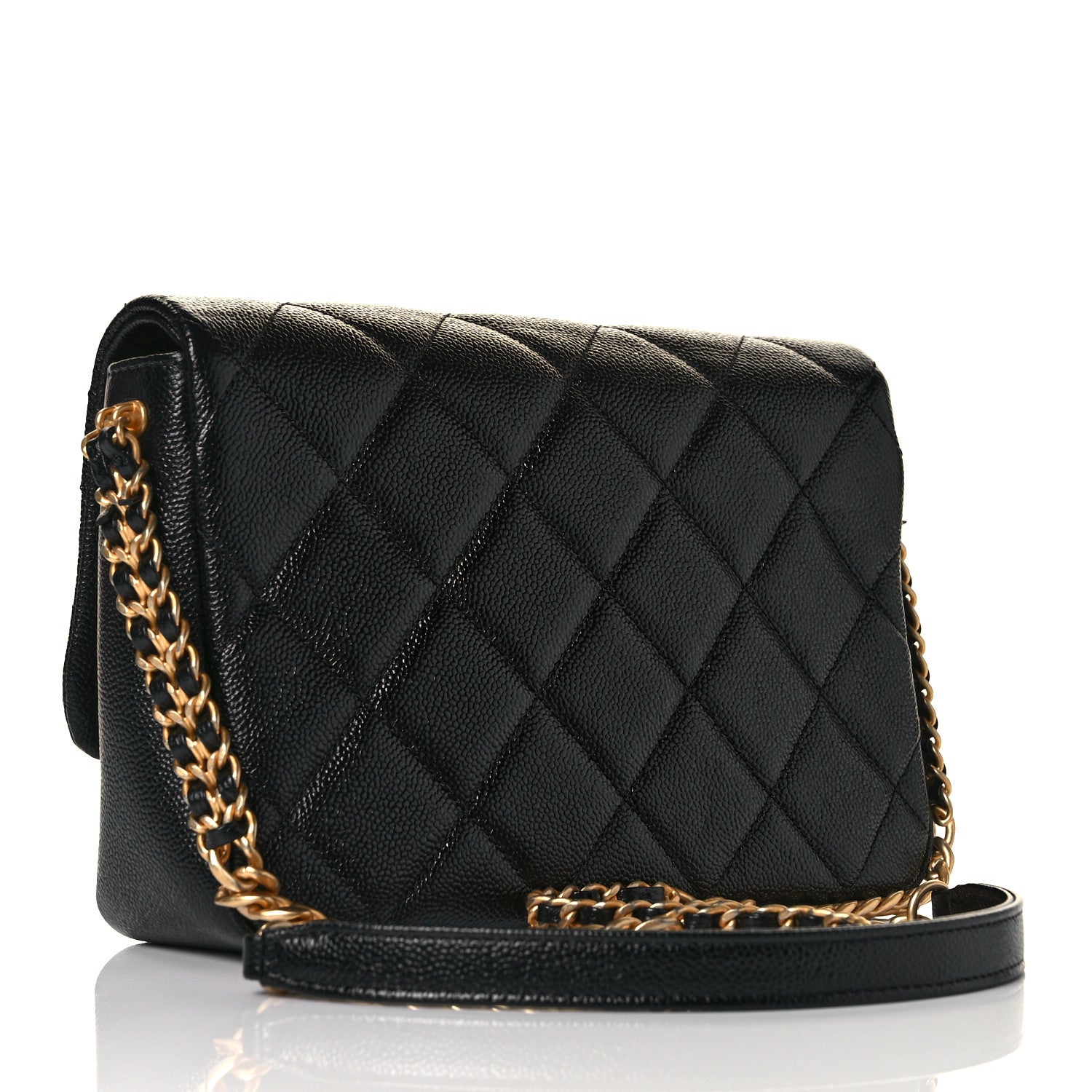 Chanel Shiny Caviar Quilted Small Chain Melody Flap Black 3 of 10