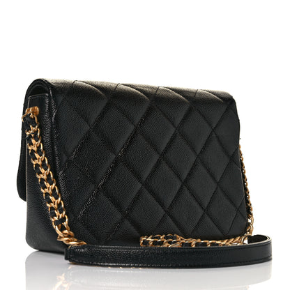 Chanel Shiny Caviar Quilted Small Chain Melody Flap Black 3 of 10