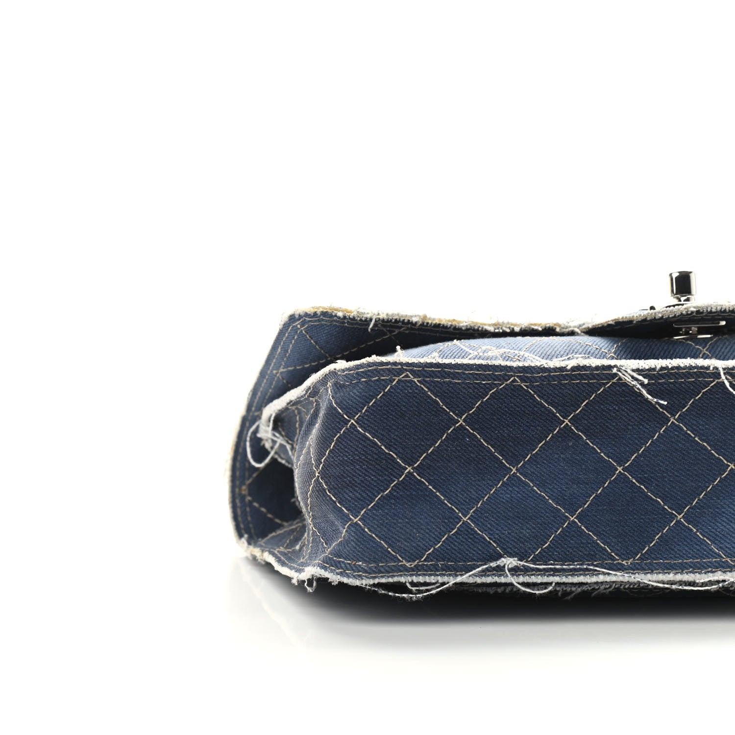 Chanel Denim Quilted Medium Pompom Flap Dark Blue 8 of 9
