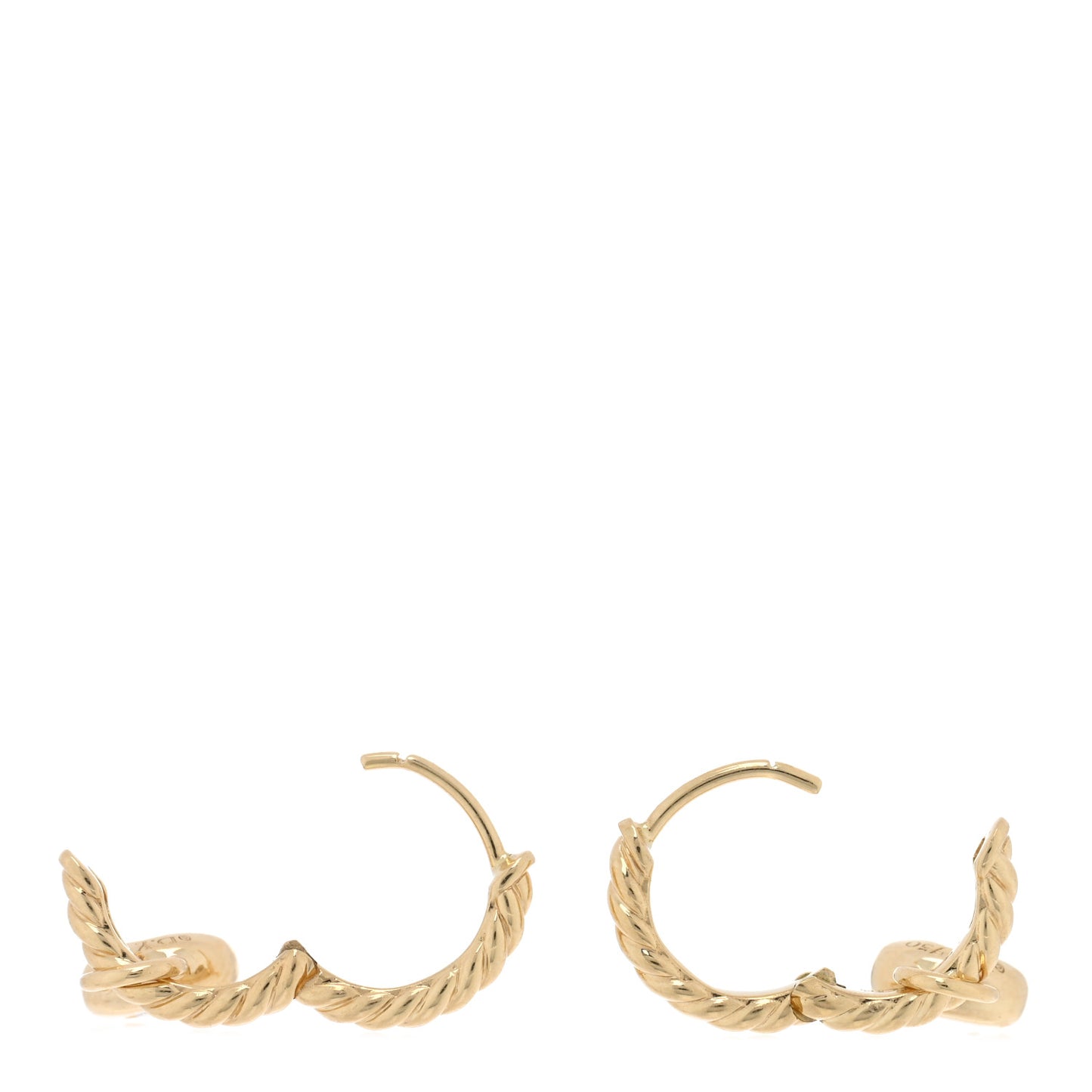 18K Yellow Gold Diamond Petite Cable Huggie Hoop Drop Earrings
