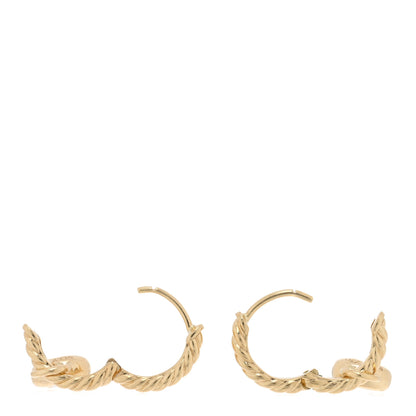 David Yurman 18K Yellow Gold Diamond Petite Cable Huggie Hoop Drop Earrings 3 of 4
