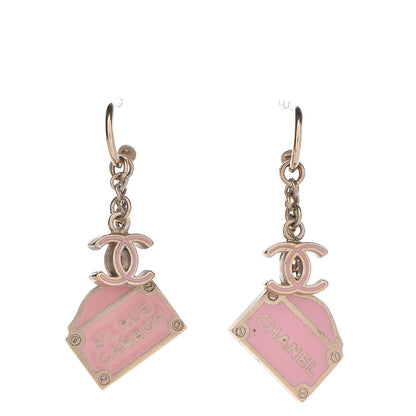 Chanel Enamel Rue Cambon CC Earrings Pink Gold 1 of 3
