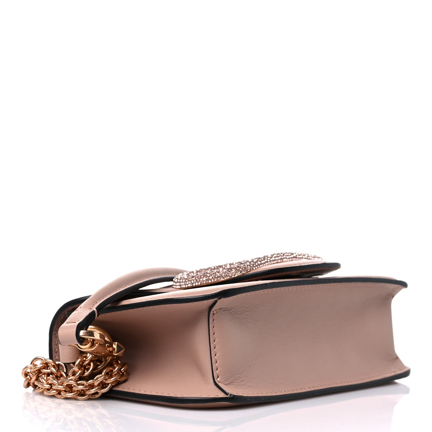 Valentino Garavani Calfskin Crystal Vlogo Small Loco Shoulder Bag Rose Cannelle 4 of 10
