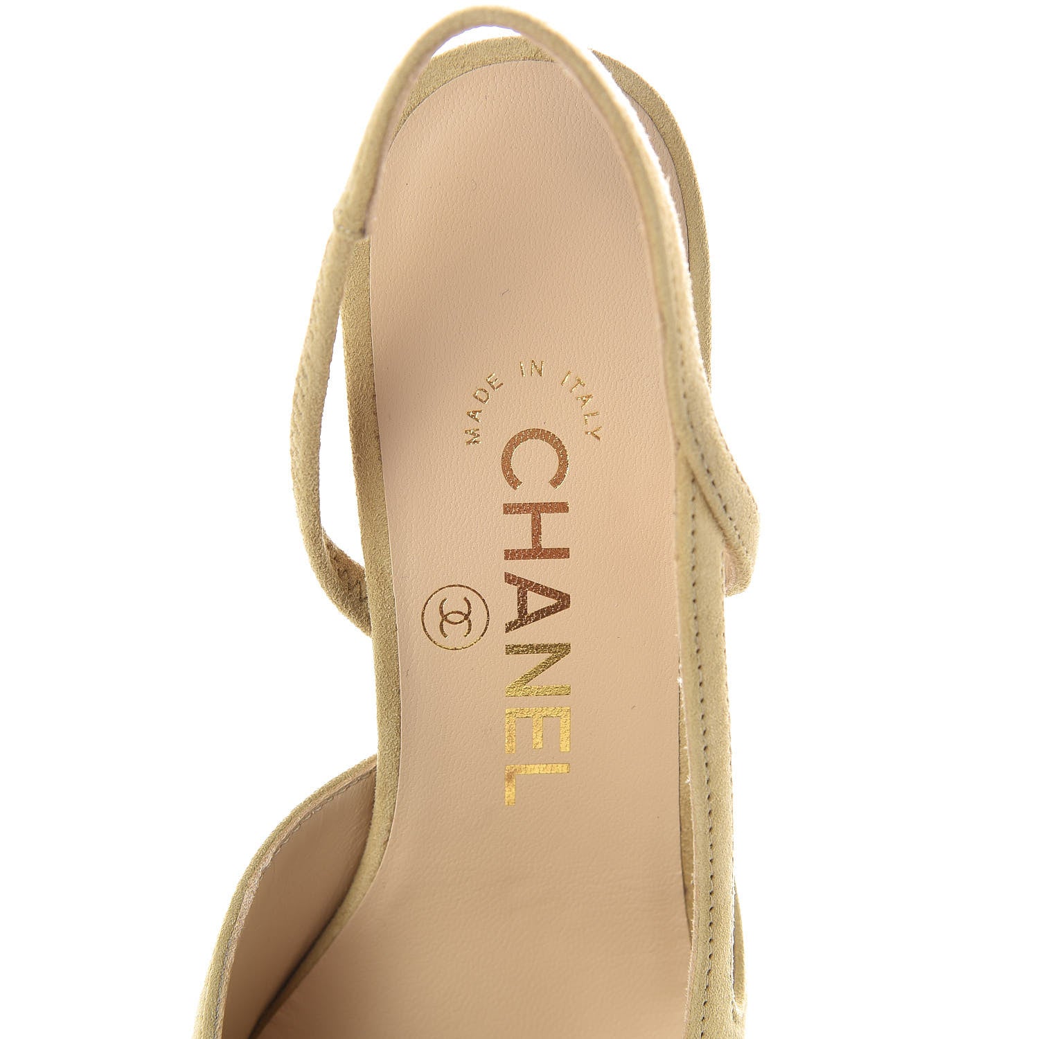 Chanel Kid Suede Grosgrain Cap Toe CC Slingback Sandals 36.5 Beige Black 5 of 8