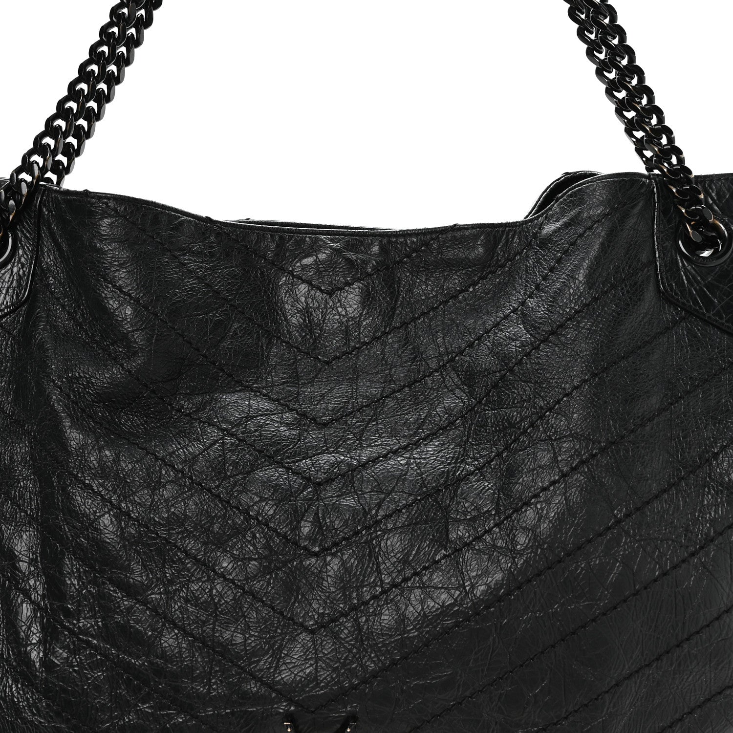 Saint Laurent Crinkled Calfskin Matelasse Monogram Large Niki Shopper Tote Black 8 of 10