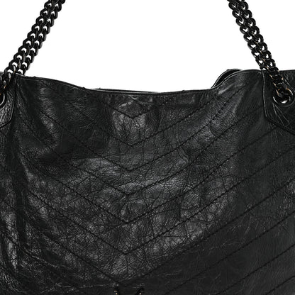 Saint Laurent Crinkled Calfskin Matelasse Monogram Large Niki Shopper Tote Black 8 of 10