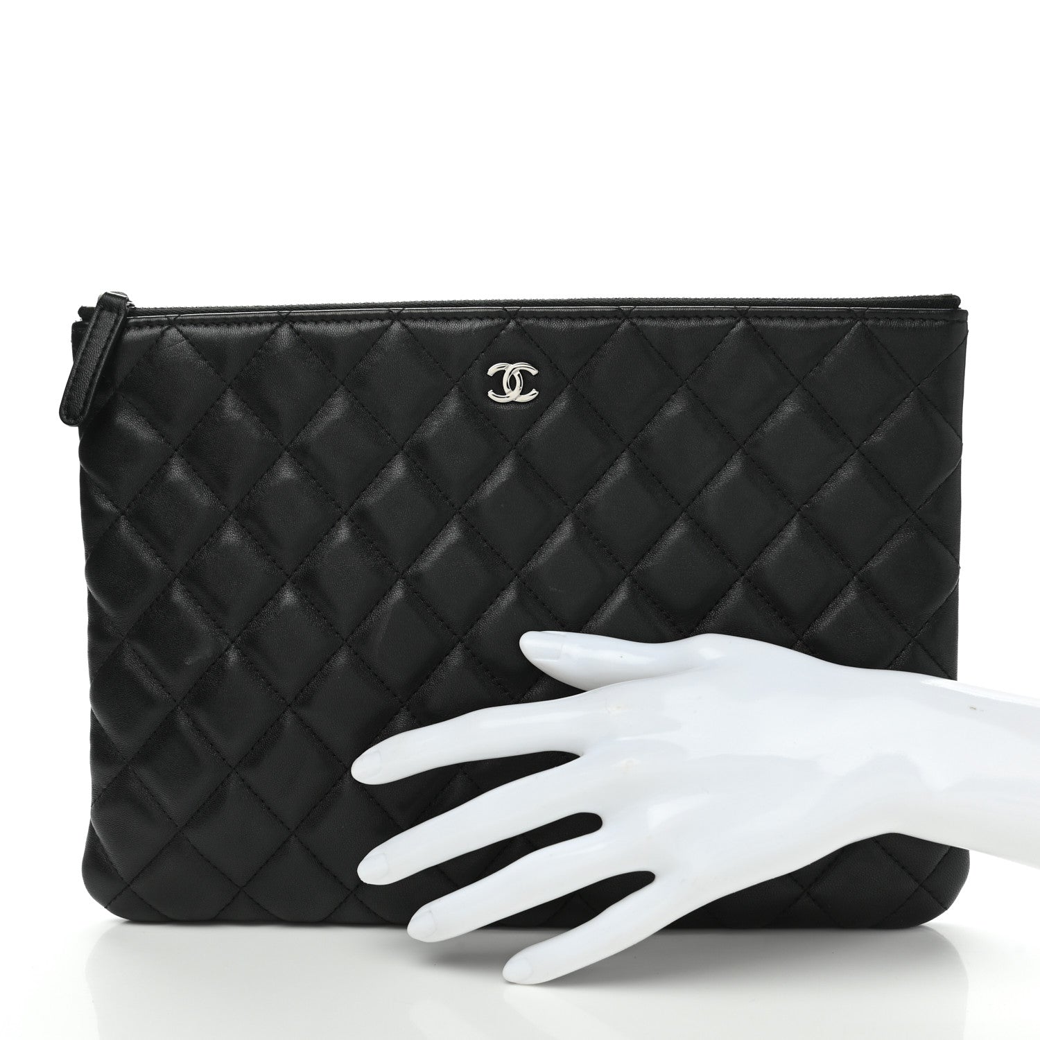 Chanel Lambskin Quilted Medium Cosmetic Case Black 2 of 8