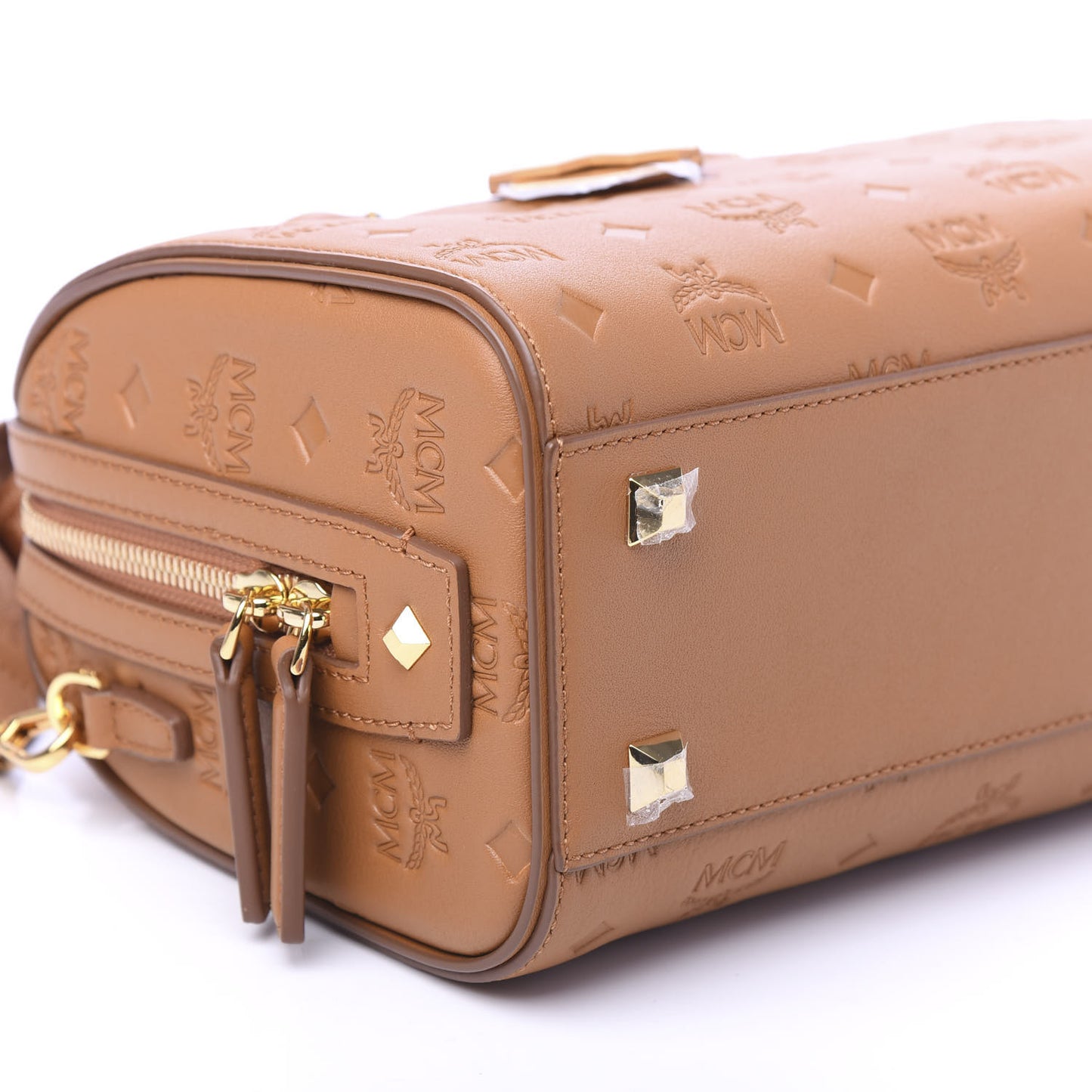 Calfskin Ottomar Monogram Essential Boston Bag Cognac