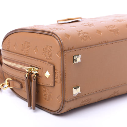 MCM Calfskin Ottomar Monogram Essential Boston Bag Cognac 6 of 9