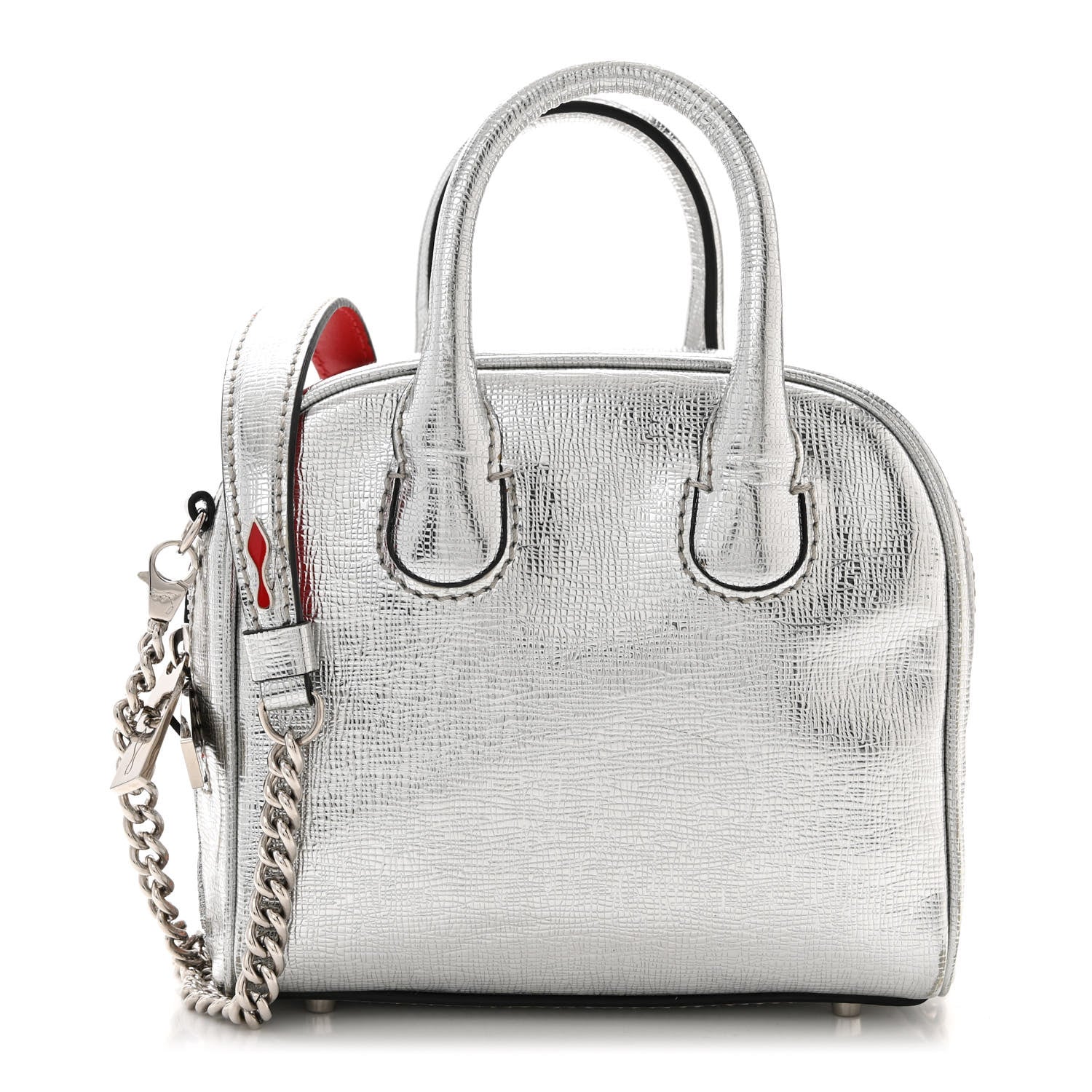 Christian Louboutin Calfskin Paris Nano Collage Marie Jane Tote Silver 1 of 10