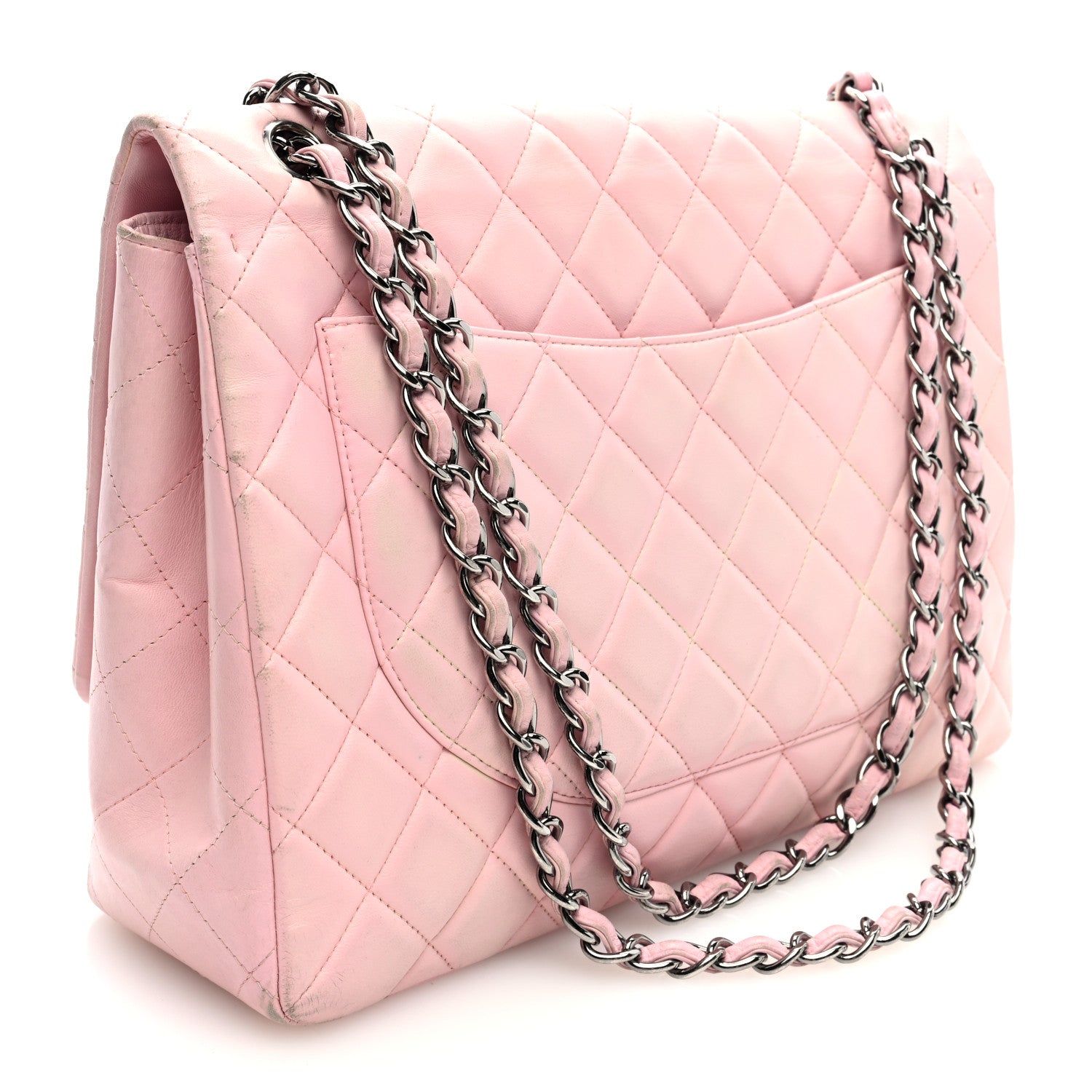 Chanel Lambskin Quilted Maxi Single Flap Pink 3 of 10