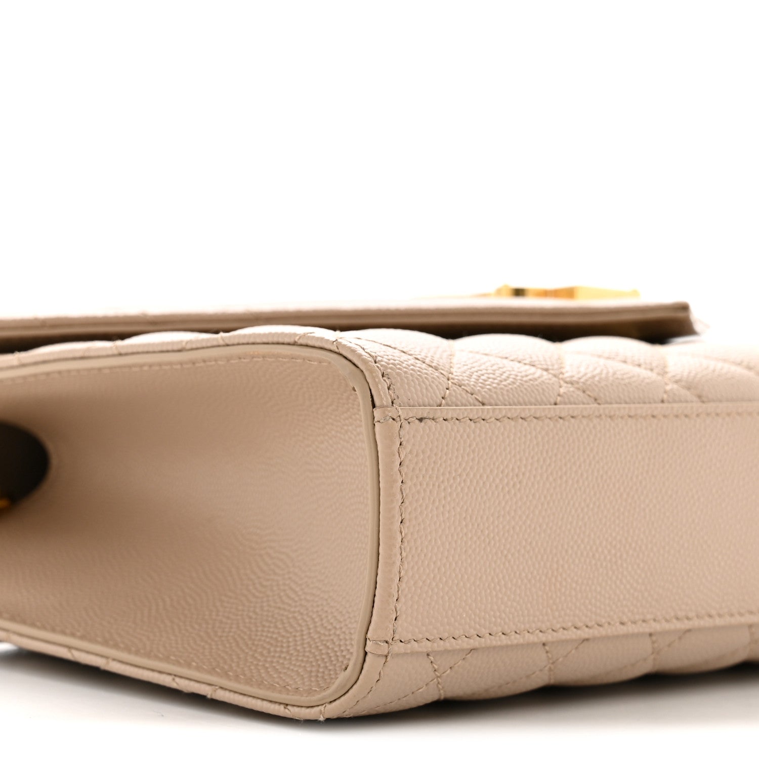 Saint Laurent Grain De Poudre Textured Mixed Matelasse Medium Triquilt Monogram Satchel Dark Beige 9 of 11