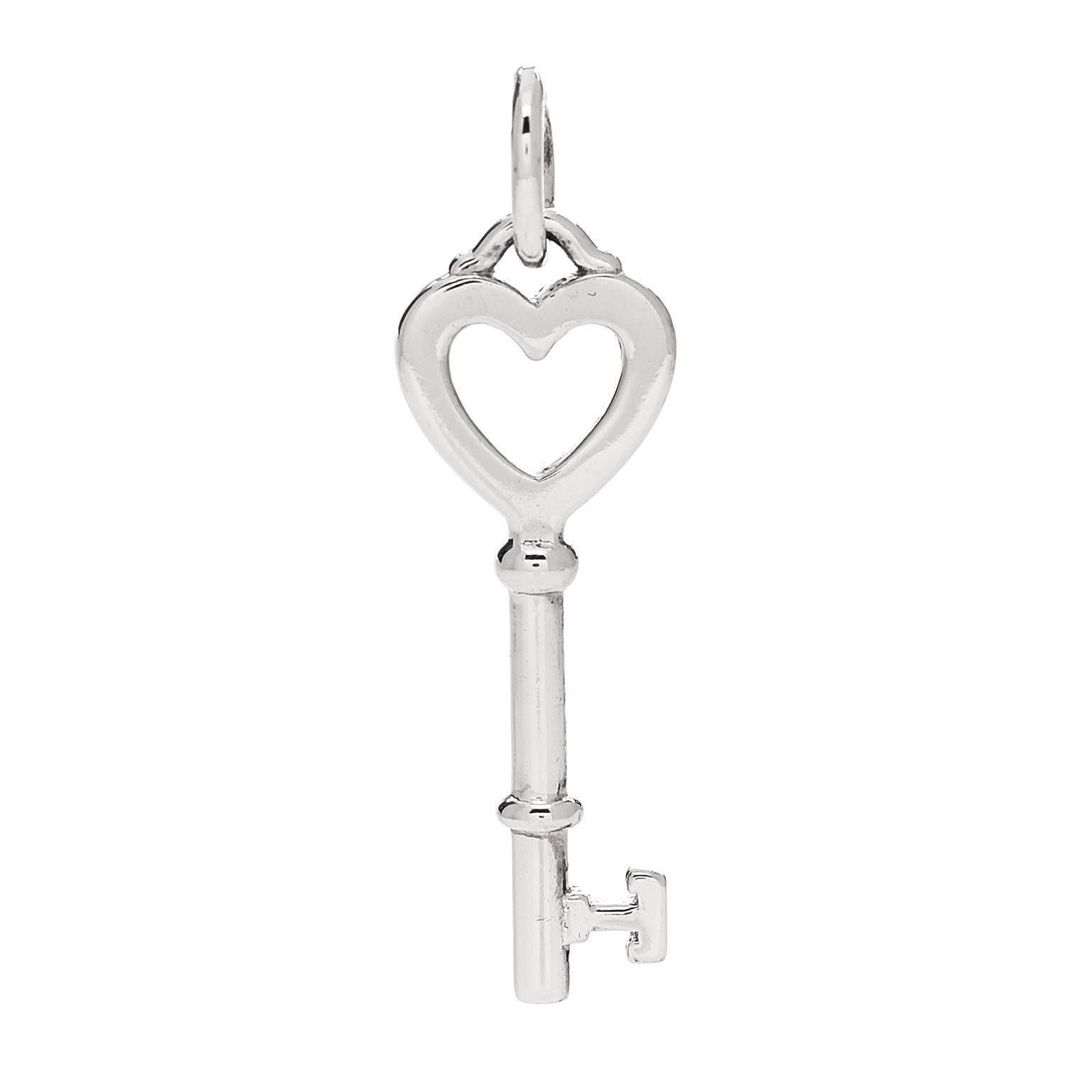 Tiffany Sterling Silver Small Heart Key Pendant 1 of 4