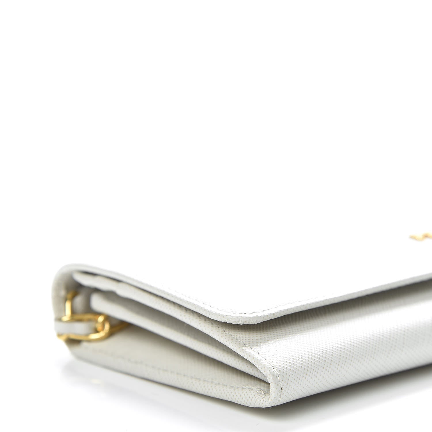 Prada Saffiano Metal Oro Chain Wallet Talco 6 of 12