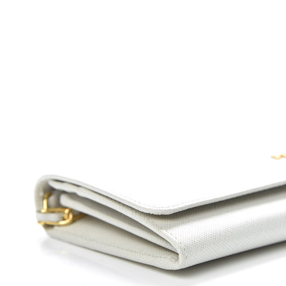 Prada Saffiano Metal Oro Chain Wallet Talco 6 of 12