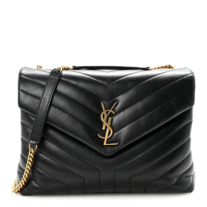 Saint Laurent Calfskin Y Quilted Monogram Medium Loulou Chain Satchel Black 1 of 9