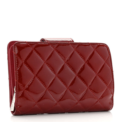 Chanel Patent Quilted Brilliant Zipped Pocket Wallet Dark Red 3 of 9