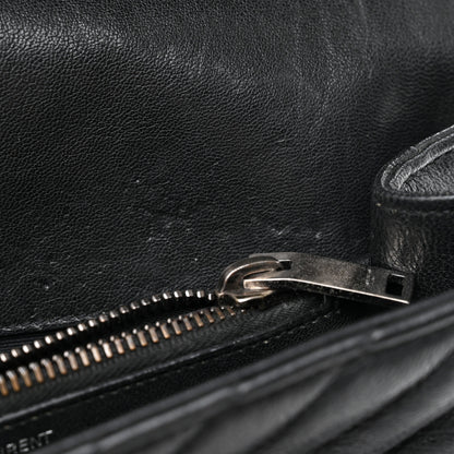 Saint Laurent Sheepskin Matelasse Chevron Monogram Medium College Bag Black 12 of 13