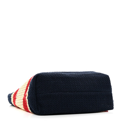 Miu Miu Raffia Crochet Stripe Tote Natural Blue 5 of 18