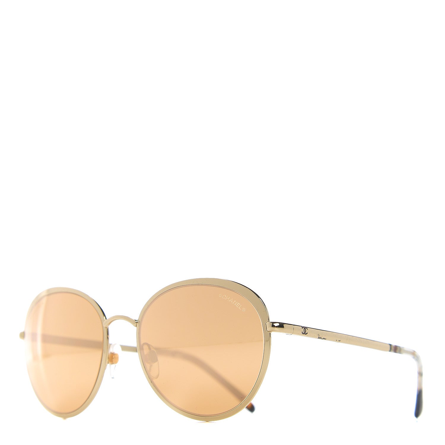 Chanel Round Mirror Sunglasses 4206 Gold 1 of 7