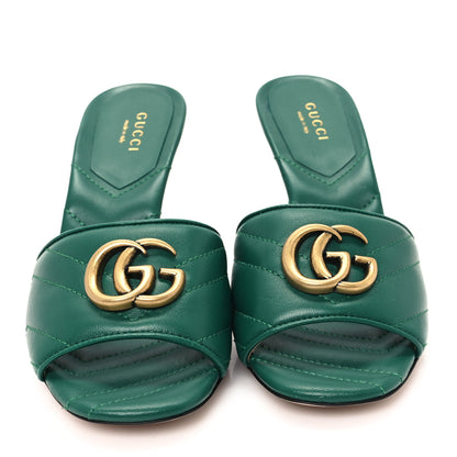 Gucci Nappa Matelasse GG Marmont 75mm Slide Sandals 36 Emerald 3 of 10