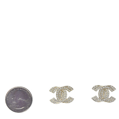Chanel Crystal Timeless CC Earrings Light Gold 2 of 4